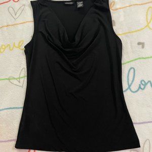 Sleeveless Solid Black Cowl NeckTop Shirt Womans sz XS
